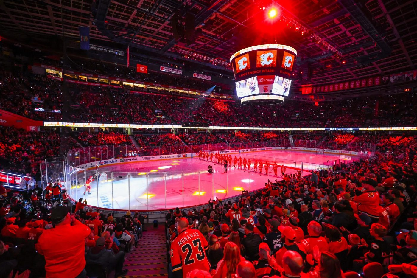 A Calgary Flames game at the Scotiabank Saddledome